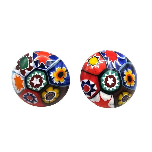 Vintage Venetian Murano Millefiori Glass Bead Necklace & Clip-On Earrings Set - Picture 3 of 16